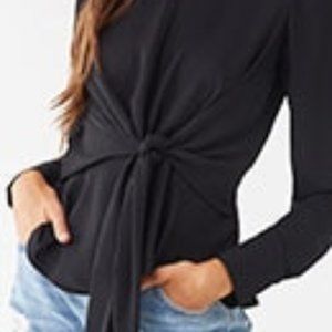 Black Chiffon Tie Front Top